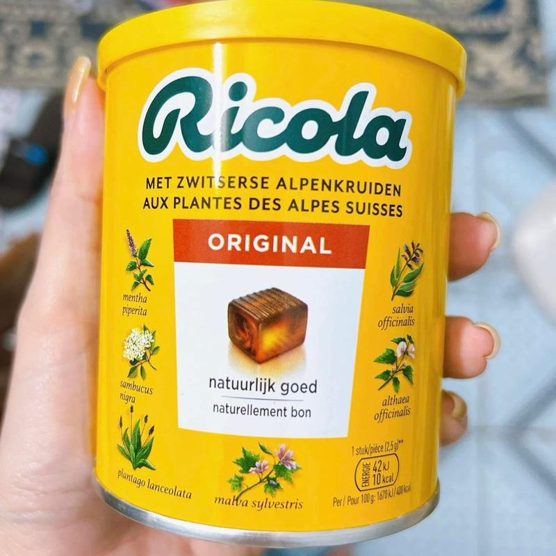 [Date 2027 Hàng Đức] Kẹo Ngậm Giảm Ho Khàn Giọng Thảo Dược Ricola Đức hộp 250g