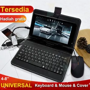 SONICE Kit Keyboard dan Mouse Berkabel untuk Tablet Ponsel Kompatibel Sistem OTG Android 4-8 Inci dengan Penutup PU Universal