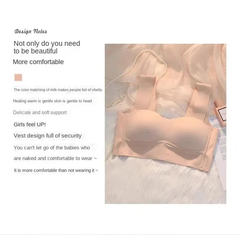 Product Introduction of Women Seamless Silk Bra Removable Chest Pad Lifting Underwear No Steel Ring Breathable 2