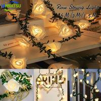 Gambar Vinnatsu-6M 40/3M 20/1.5M 10  Lampu Bunga Mawar Rose String Light Lampu Hias Bunga Mawar Model Bunga Daun Rambat Lampu Hias Bunga Mawar Rose - 6M (40LED) dari Vinnatsu Kab. Tangerang 1 Tokopedia