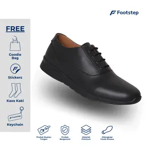 Sepatu Cowok Footstep Nolan Black Formal Casual Shoes Pria Kerja Pantofel Fantofel Hitam