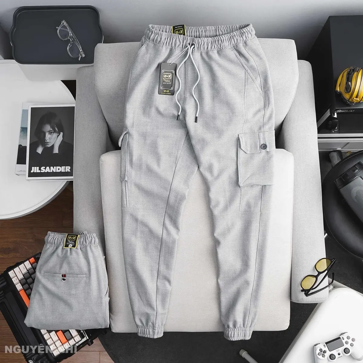 Quần jogger túi hộp  nam cao cấp vải bố dày mát