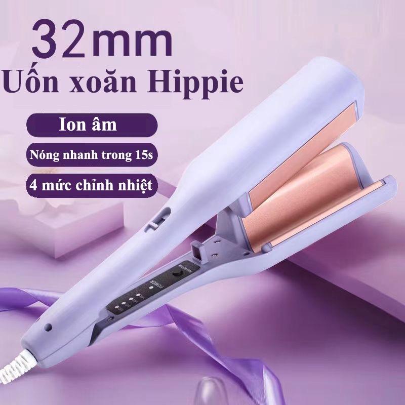 ￼Máy Uốn Tóc Xoăn Sóng Nước Hippie 32mm Chất Liệu Gốm Sứ Ceramic, Máy Làm Xoăn Sóng Nước Chỉnh Nhiệt lượcđiện seemee mayu ontocxoansongnuochippie may dap