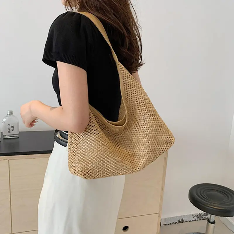 Túi Tote Dệt Cổ Điển, Túi Rơm, Túi Kẹp Nách, Túi Đeo Vai, Dung Lượng Lớn, Thích Hợp Cho Kỳ Nghỉ Và Bãi Biển, Dành Cho Phụ Nữ, Năm 2025 4