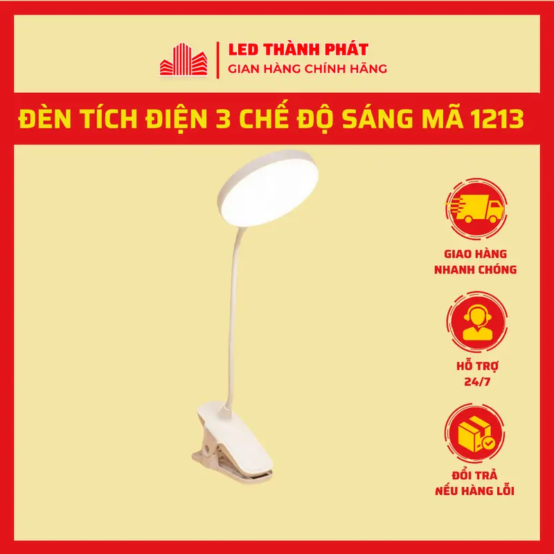 Đèn kẹp bàn WhitePro 1213 3 màu ánh sáng , điều chỉnh độ sáng , Đèn học đọc sách làm việc đèn nối mi, làm nail 1