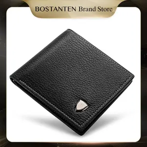 BOSTANTEN Dompet Lipat Pria Kulit PU Dengan Berbagai Motif Hitam/Coklat
