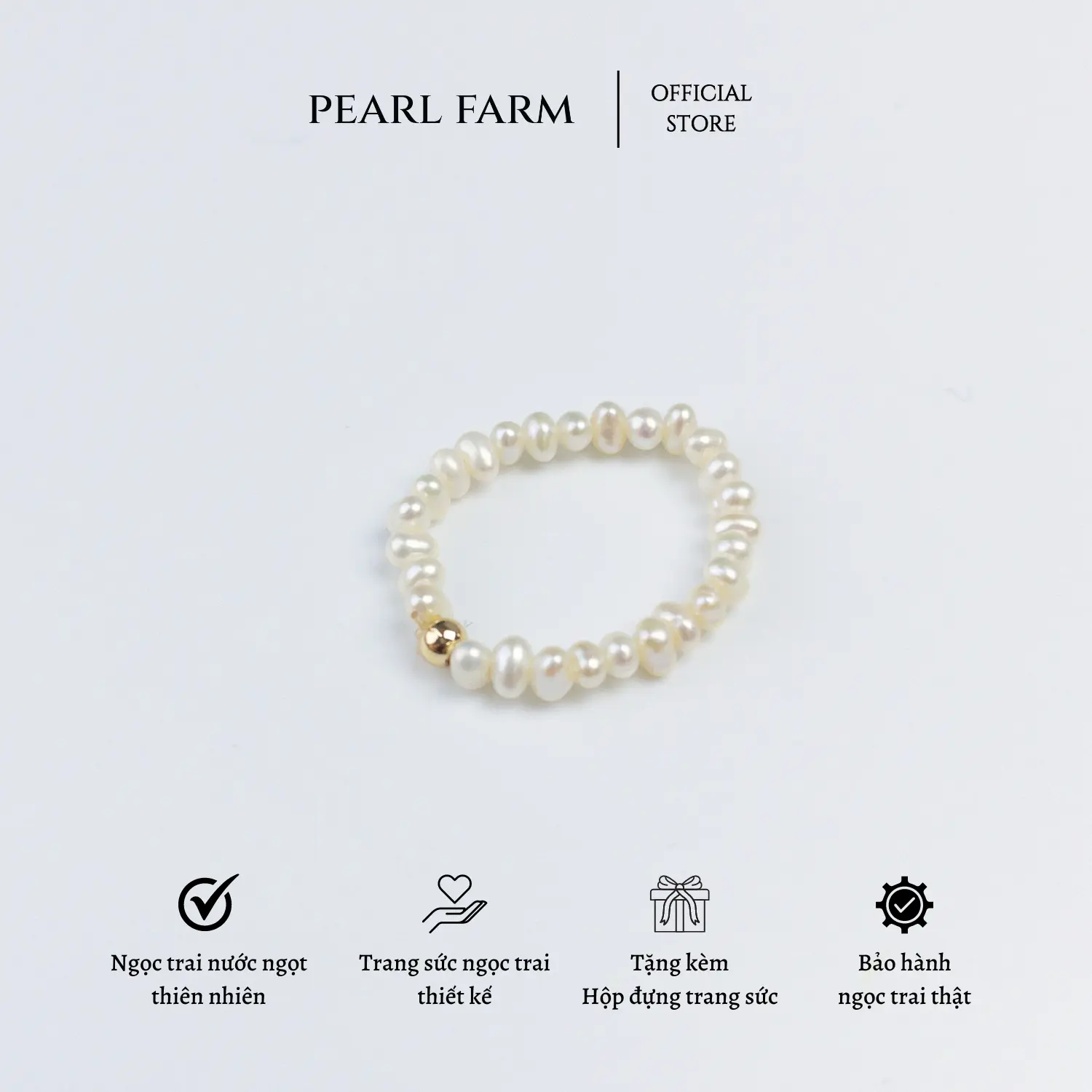 Nhẫn Ngọc Trai Nhí Co Giãn Thời Trang Phối Bi Vàng Cá Tính Pearl Farm