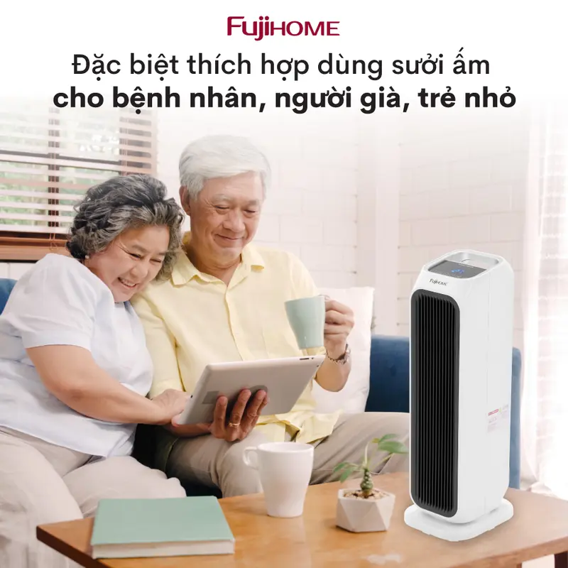 Máy sưởi gốm FH1000 Nhập Khẩu không khô da Fujihome, quạt sưởi ấm điện tự ngắt tiết kiệm điện không đốt oxy không dầu 8