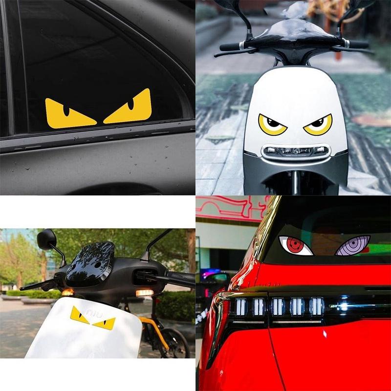 Reflective Demon Eyes Motorcycle Sticker Funny Stickers Hokage Cartoon Eyes Body Decal Waterproof Decoration Motorbike Styling Accessory 5