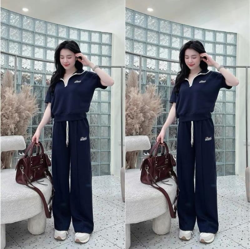 [Thêu BAD] Set áo tay ngắn quần dài chất Umi, trang phục nữ, mặc hàng ngày size S M L B725 1