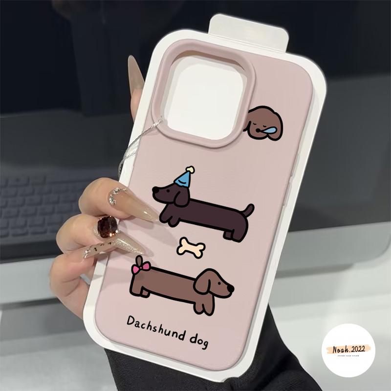Ốp Lưng Tương Thích Cho iPhone 11 13 16 15 12 14 Pro Max X Xs Max Xr 14 15 Plus 16Pro 13Pro 15Pro 14Pro 12Pro 11Pro Max Hoạt Hình Dễ Thương Chó Con Dachshund Mềm Mại Sang Trọng Bao Da Điện Thoại 6