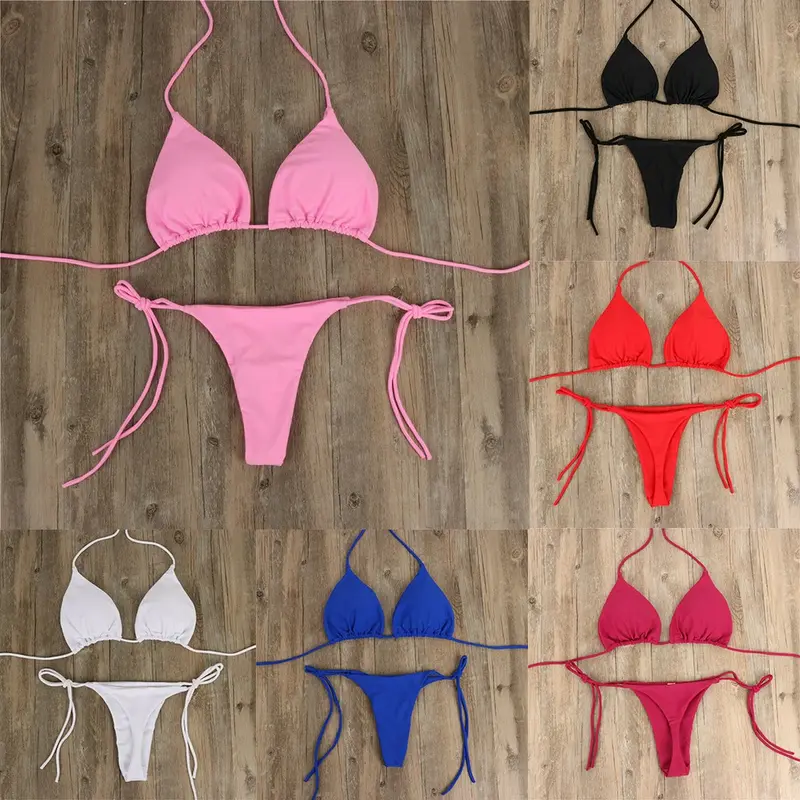 Bộ Bikini Bikini, Dành Cho Nữ, Thiết Kế Dây Buộc Bên Hông, Áo Tắm Gợi Cảm, Phong Cách Băng Quấn Đồ Bơi Brazil Chấm Bi 5