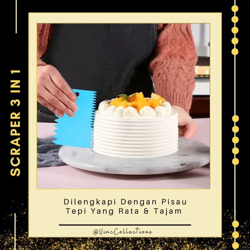 PEMOTONG ADONAN KUE DAN ROTI ISI 3 / SCRAPER 3 IN 1 / SCRAPER CUTTER / SCRAPER BUTTER CREAM / Scraper Kue Plastik 3 in 1 / Pemotong Adonan Kue / Alat Adonan Kue / Pisau Plastik Pemotong Adonan / Scraper Buttercream Alat Dekorasi Hias Kue Penghalus Cake 1