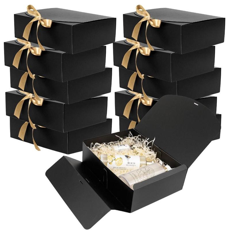 Product Introduction of 10pcs Convenient Foldable Gift Paper Box Solid Color DIY Birthday Wedding Packaging Box Handmade Bowknot Candy Cake Box Valentine's Day 9