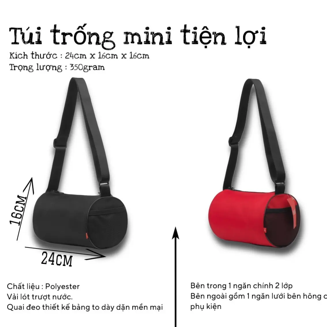 Túi Trống MINI tiện lợi cho Nam và Nữ .￼Túi Trống Mini Đi Du Lịch Đa Năng, Đựng Quần Áo, Đi Chơi Dài Ngày Siêu Đẹp, Siêu Sang