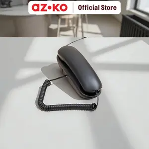 AZKO Krisbow Telepon Kabel Analog Slim - Hitam Analog Corded Phone Telepon Rumah Kabel Corded Phone Analog Telepon Kantor Kabel