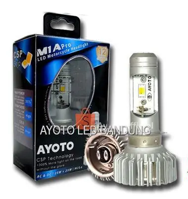 AYOTO M1A Lampu LED Depan Motor Headlamp Headlight Socket H6 Beat Vario Matic 18 W dan 25 W