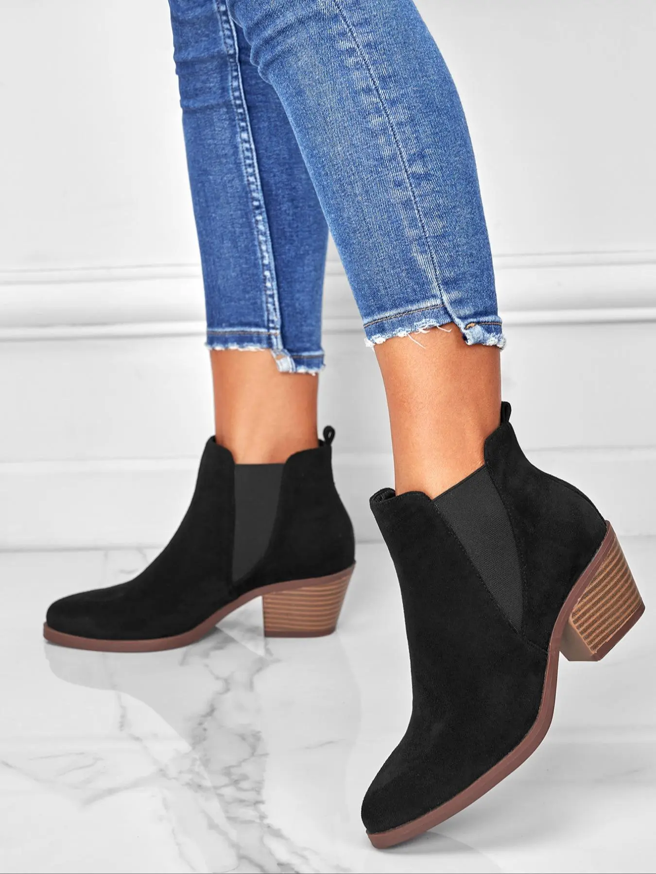 Women's Fashionable Solid Color Chelsea Boots, Elegant Ankle Boots for Daily Wear, Female All-match Trend Shoes for Fall & Winter