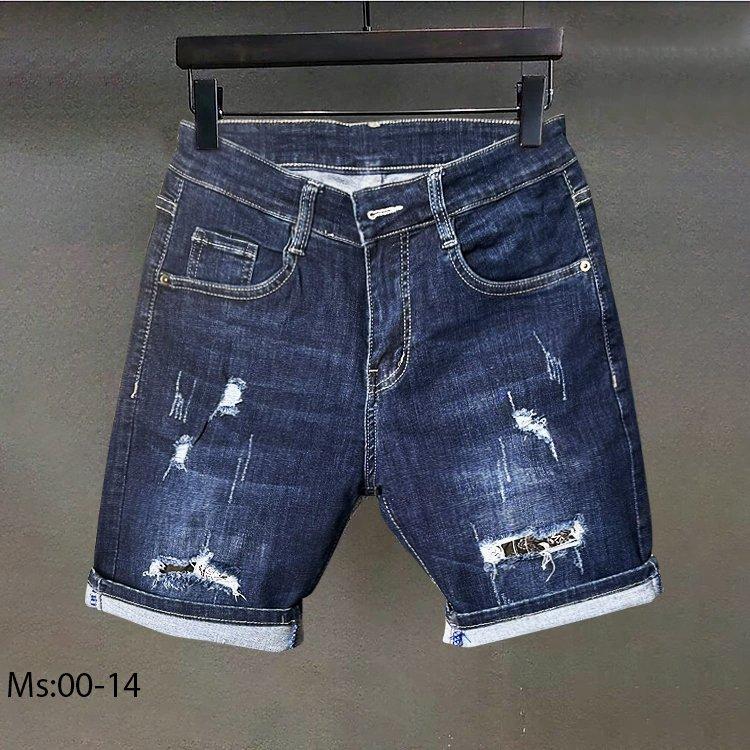  quần short jean nam xanh đậm có rách họa tiết N0014 Menswear Pants 