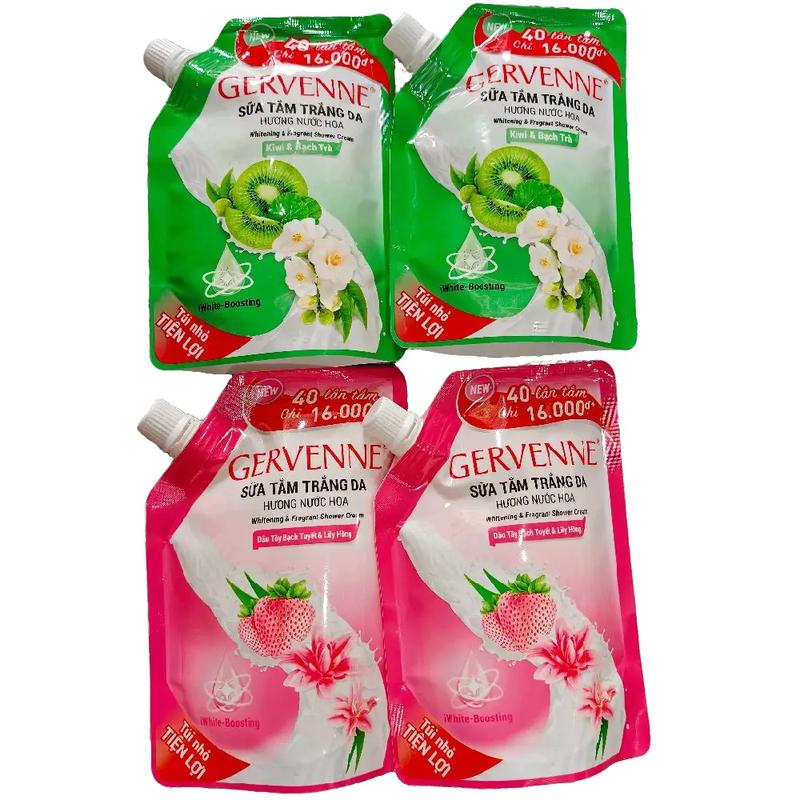 Combo 2 Túi Sữa Tắm Trắng Da GERVENNE Hương Nước Hoa, túi 200g x 2 túi