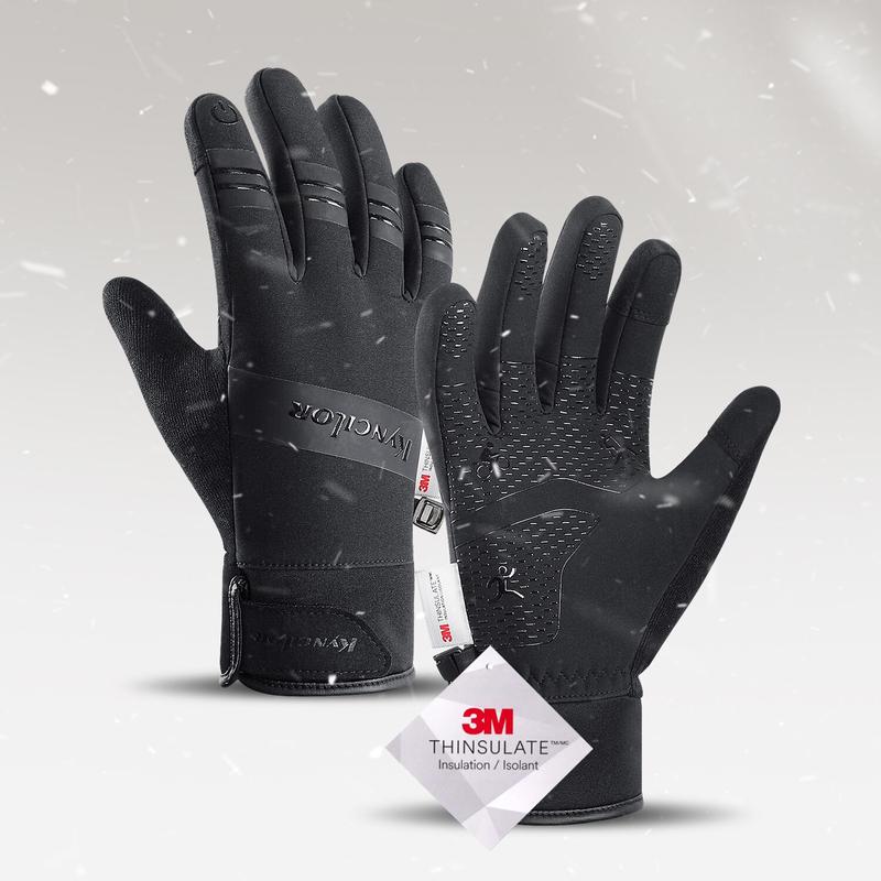 Cycling Gloves Winter Touch Screen Motorcycle Gloves Outdoor Scooter Windproof Riding Ski Gloves Warm Bike Gloves Black 0
