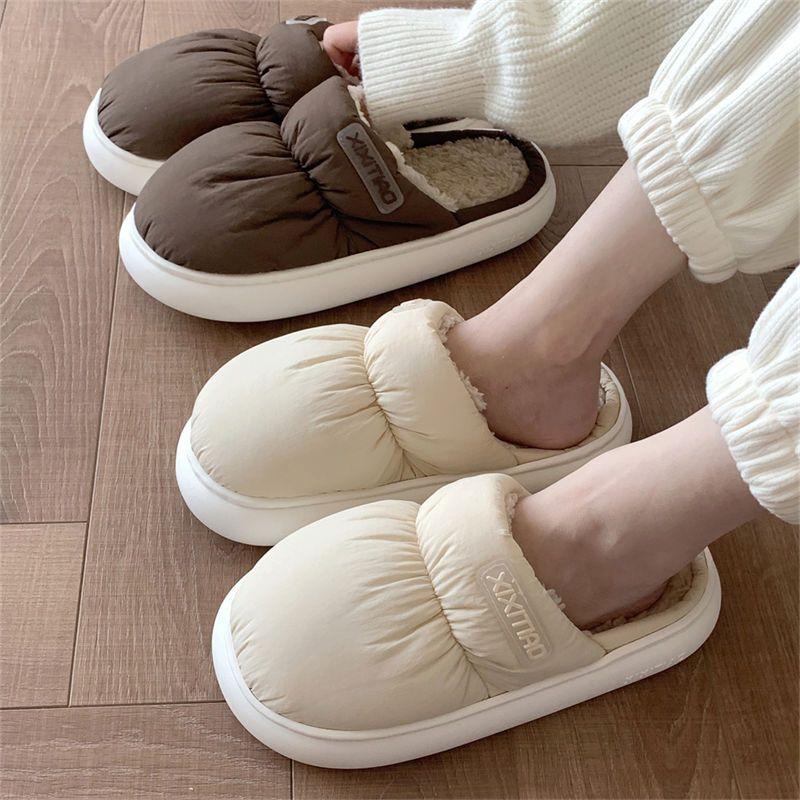Dép Cotton Kín Ngón Chân Retro Cho Nữ, Giày Mùa Đông Ấm Áp, Phong Cách Hàn Quốc, Cho Cặp Đôi, Hộ Gia Đình, Phòng Ngủ, Không Trượt, Đế Mềm 5