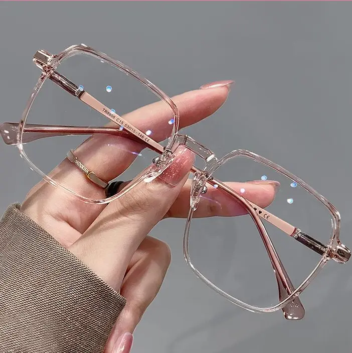 Kính Mắt Chống Bức Xạ, Đổi Màu, Chống Ánh Sáng Xanh, Gọng Vuông, Thích Hợp Cho Máy Tính, Dành Cho Nữ, Mắt Kính Có Thể Thay Thế 0