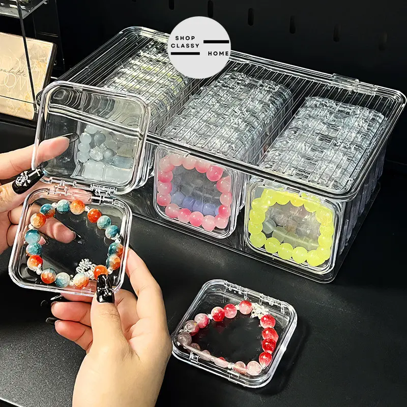 Shopclassyhome Transparent acrylic jewelry crystal Bracelet Box organizer storage box special anti-oxidation portable