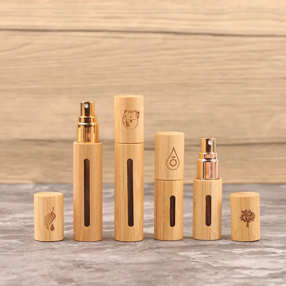 Quality Bamboo Perfume Spray Bottle Sub-Bottling Mini Perfume Atomizer Press Type Empty Refillable Bottle Travel