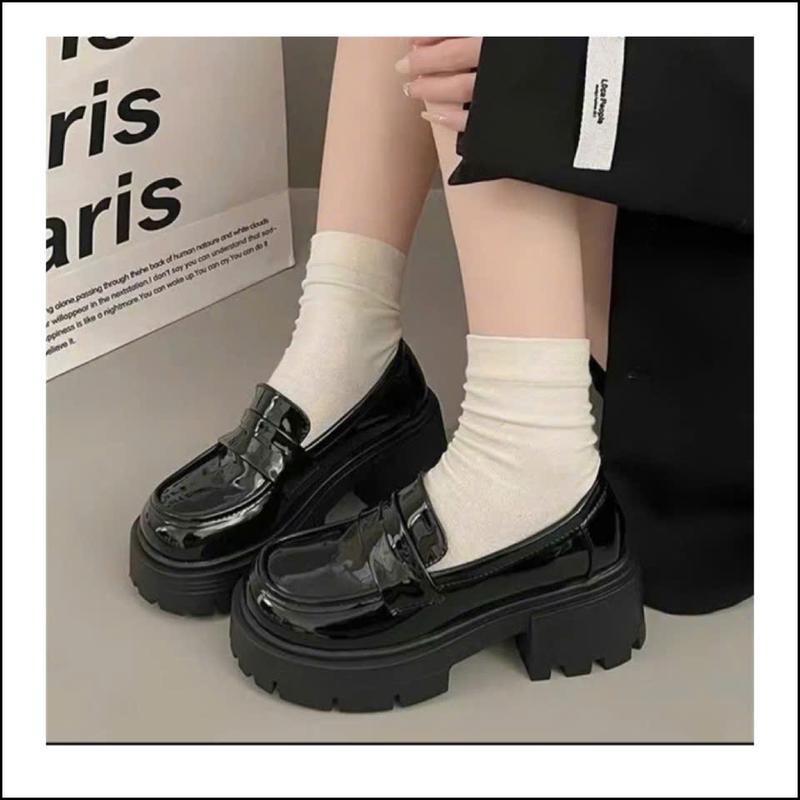 (FORM RỘNG LÙI 1 SZ) Giày Đốc Nữ Đế Cao 6cm Chất Da Mềm Êm Phong Cách Hàn Quốc Shoes Cao Su Mã 1510