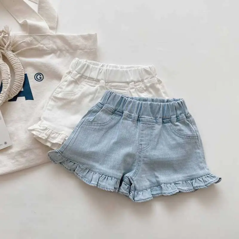 Child star round girl's stylish soft denim shorts summer new Korean version baby fungus edge hot children's pants trendy