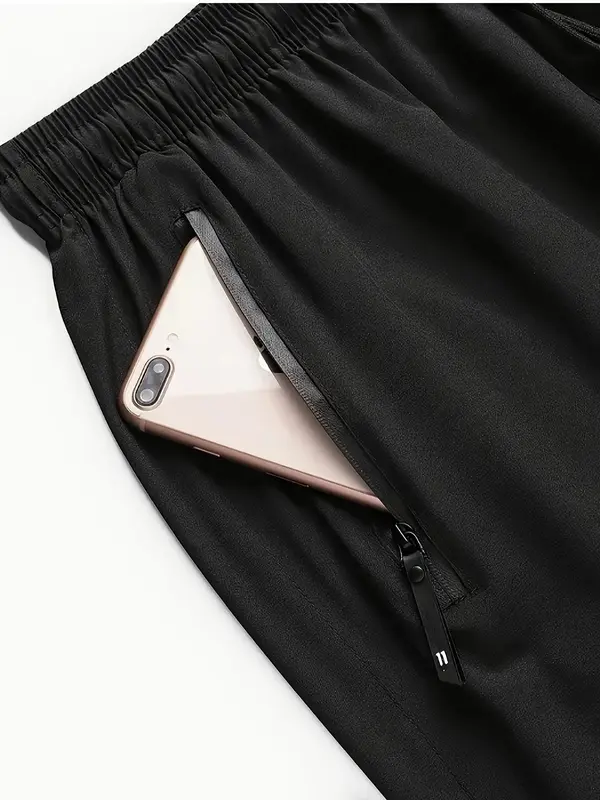 Men's Letter Print Zipper Pocket Shorts, Regular Fit Casual Comfy Breathable Shorts for Outdoor Sports Basketball Running, Men's Bottoms for Summer, Activewear 7