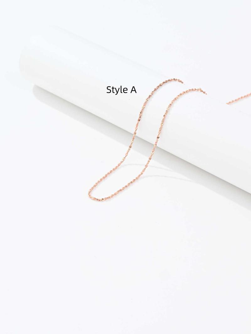 Product Introduction of 925 Sterling Silver Simple Chain Necklace, Minimalist Style Necklace, Fashion Jewelry Accessories for Women & Girls 4