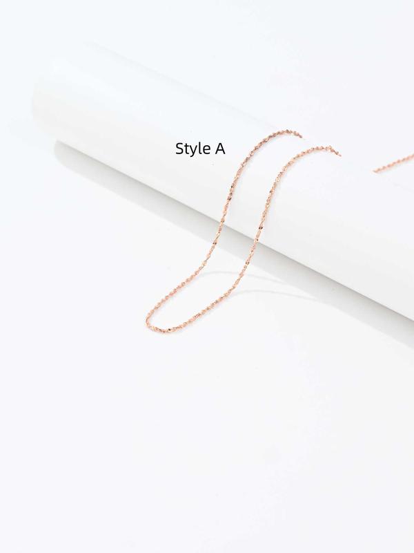 925 Sterling Silver Simple Chain Necklace, Minimalist Style Necklace, Fashion Jewelry Accessories for Women & Girls 4