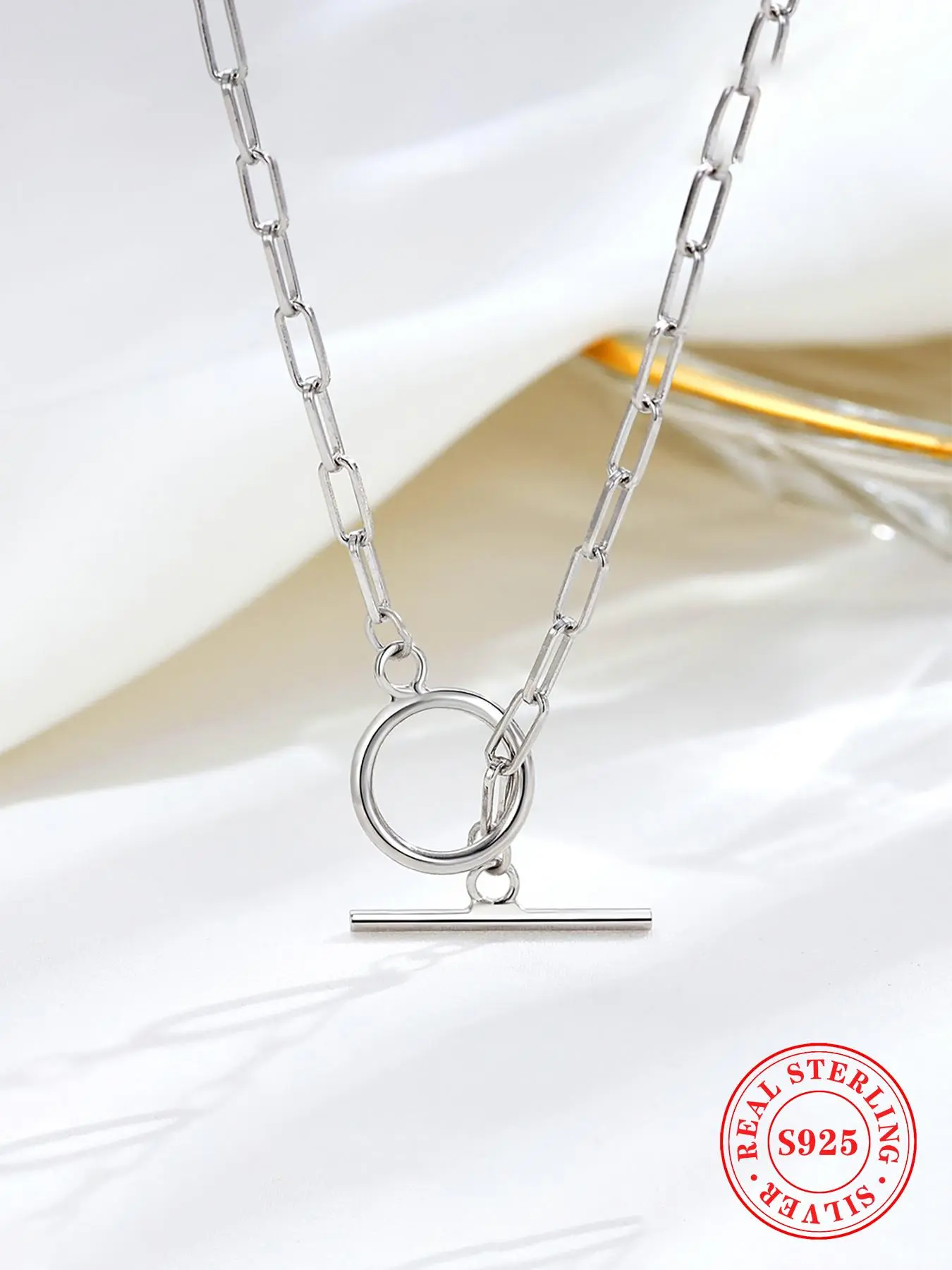 S925 Sterling Silver OT Buckle Necklace for Women & Girls, Fashion Jewelry for Party, Daily Decor, Trendy All-match & Exquisite Jewelry for Gift, with Box