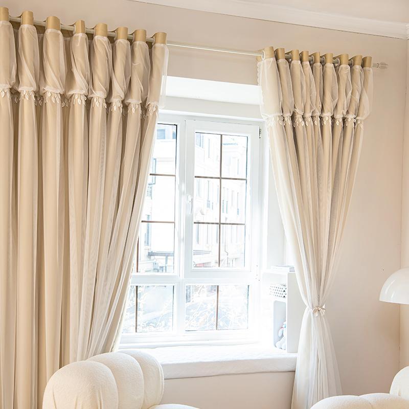 Product Introduction of Double Layer Curtain Living Room, 1 Count Blackout Curtain for Bedroom, Decorative Curtain for Bedroom & Living Room, Home Items 6
