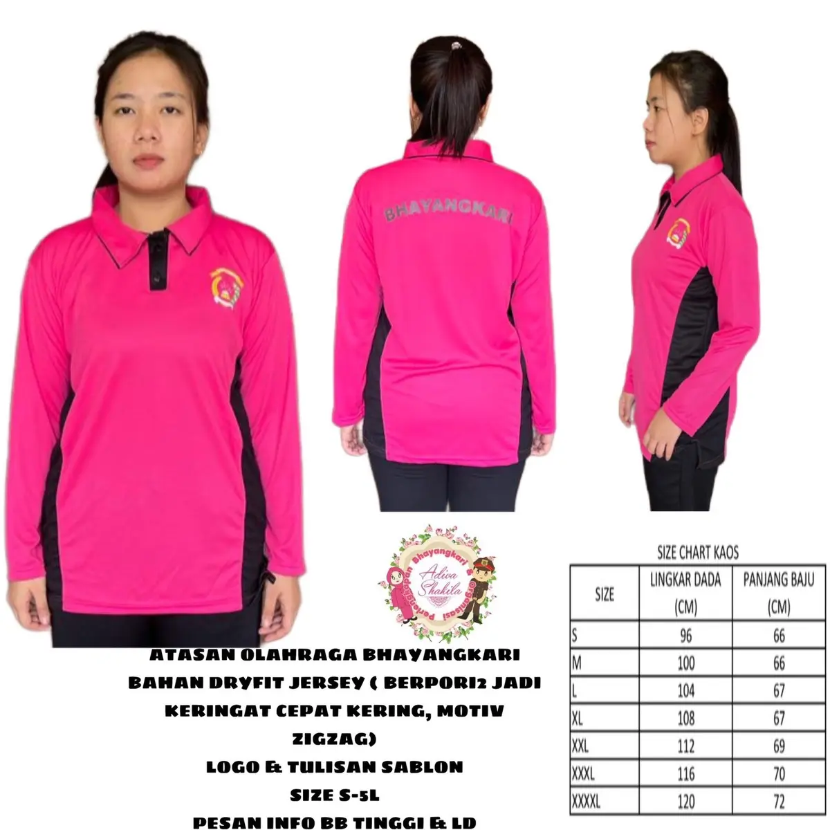 {ATASAN SAJA} ATASAN KAOS OLAHRAGA BHAYANGKARI DRYFIT JERSEY Wanita