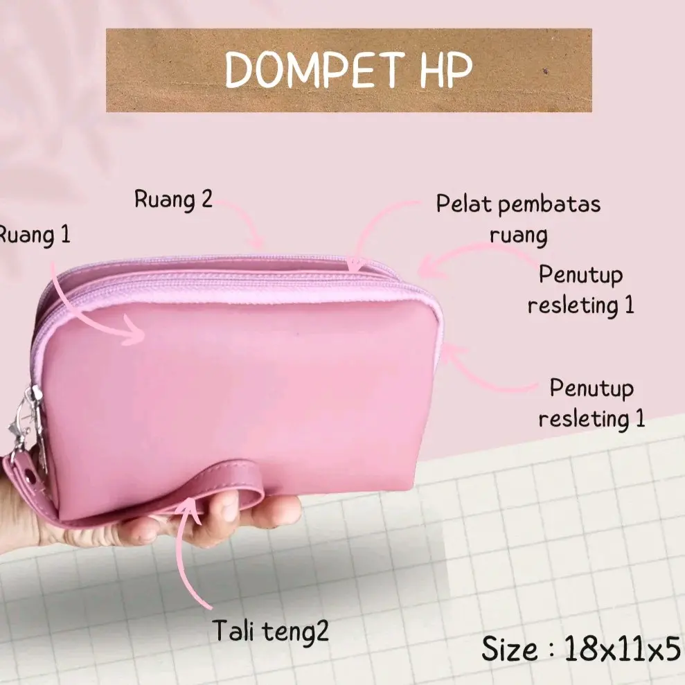 POUCH HP/DOMPET HP/DOMPETWANITA Polos Cokelat Hitam Navy Dompet Panjang