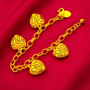 Gelang Tangan, Emas Vietnam, Untuk Wanita, Fesyen, Reka Bentuk Hati Berongga, Gelang Jantung Besar, Berat 19.93g