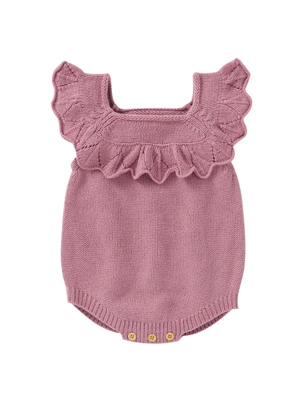 Toddler Girl's Solid Ruffle Trim Square Neck Bodysuit without Inner Top, Casual Sleeveless Button Closure Crotch Bodysuit for Summer, Toddler Girls Clothing for Daily Wear 5