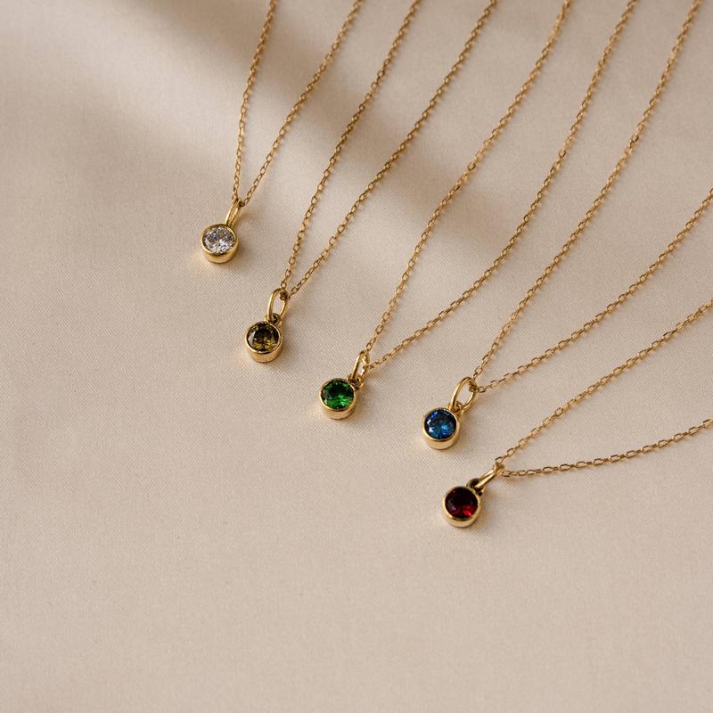 Product Introduction of European and American Color 12 Birthstone Pendant DIY Accessories Female Twelve Birthstones round Zircon Pendant Stainless Steel 1