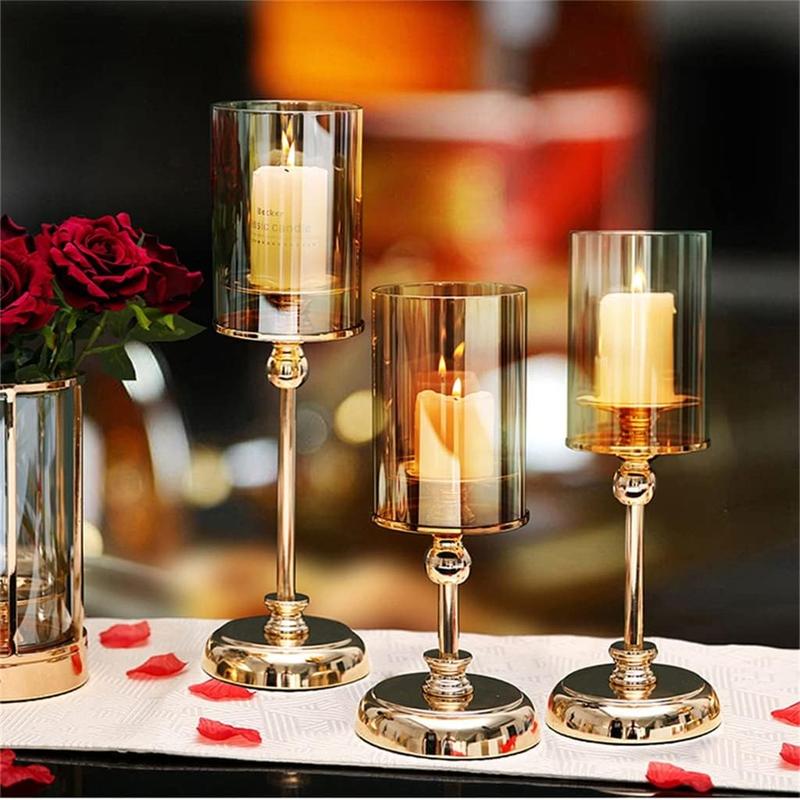 Modern Clear Glass Candle Holder without Candle, 1 Count Elegant Candle Holder, Home Decor for Living Room, Dining Table Decoration Center 6