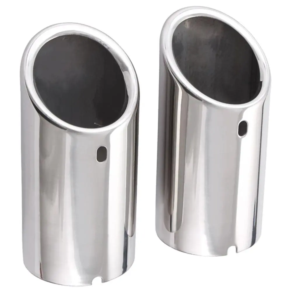 2 Pcs Car Chrome Stainless Steel Exhaust Rear Tail Pipe Tip