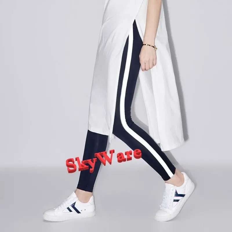 Celana Legging Garis Putih Kekinian Korea Style Ukuran STD sampai JUMBO Keren Leging Wanita Leggings Cewek Lejing Olahraga Salur Sport Olah Raga Outdoor Outdoor 6