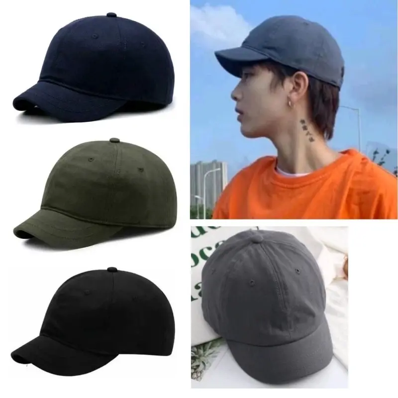 TOPI BASEBALL POLOS LIDAH PENDEK KOREA KEKINIAN KUALITAS DISTRO PREMIUM TALI RING BESI