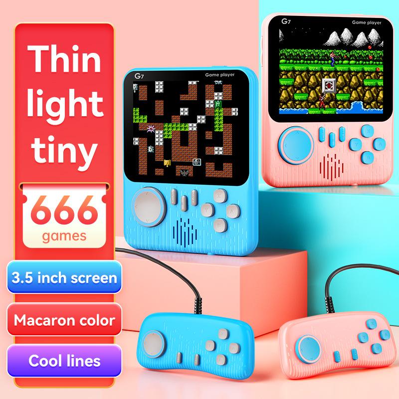 Máy Chơi Game cầm tay G7, Siêu Mỏng, Cầm Tay, Phong Cách Cổ Điển Hoài Cổ Máy thẻ trò chơi FC màu độ nét cao, 666-trong-1, Thích hợp cho trò chơi cầm tay 4