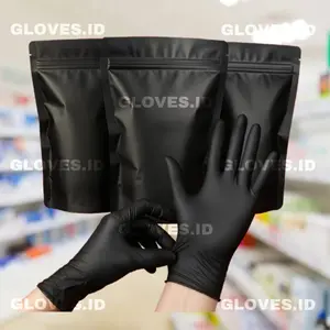 [ ISI 20 PCS ] Sarung Tangan Karet Nitrile Hitam Food Grade Bisa Untuk Makanan / Handscoon Nitrile Black Streril