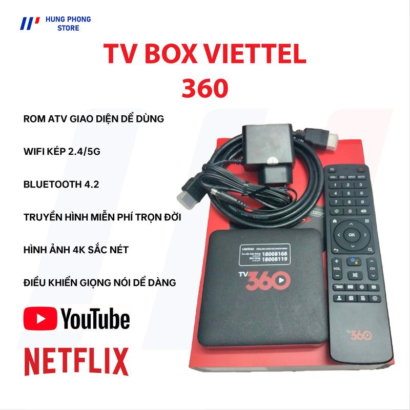 Đầu thu TV Box 360 Truyền Hình Viettell TVViettel TV Box - Xem truyền hình miễn phí hàng trăm kênh - Điều khiển bằng giọng nói - Full phụ kiện