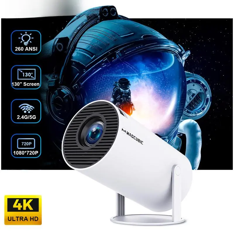 Máy Chiếu, Android 11, Hy300 Pro, Wifi6 Kép, 260ansi, Allwinner H713, Bt5.0, 1280 * 720P, Kịch Viện, Máy Chiếu Trên Đầu Cầm Tay Ngoài Trời, Máy Chiếu Wifi6 Cầm Tay, Năm 2025