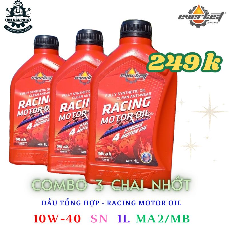 Combo 3 chai EVERLAST 10W40 SN 1 lít, Nhà máy phân phối, dùng chung xe Tay Ga và xe Số - Dầu, Dầu Nhớt